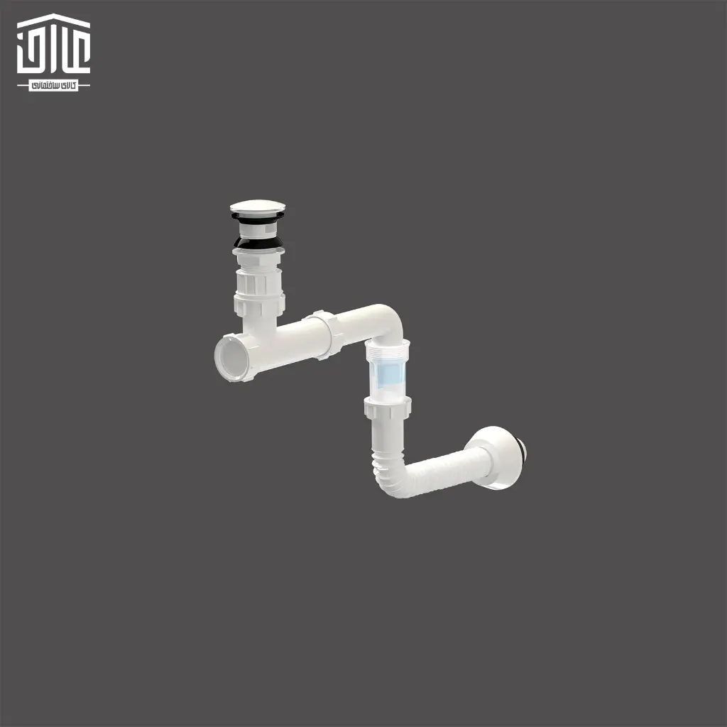 سیفون-کم-جا-کابینتی-(تشتک-استیل)-با-سوسک-استاپ-دوریکا-3.webp