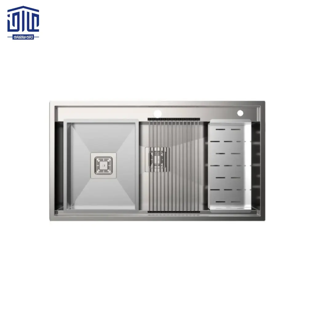 سینک ظرفشویی تک لگن توکار 955 استیل البرز 90 سانتی متر