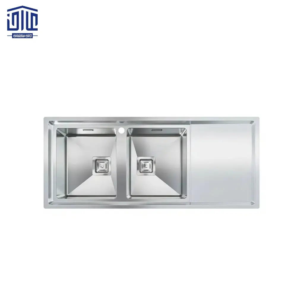 سینک مدل 604s دو لگنه توکار اخوان، سایز 120/51