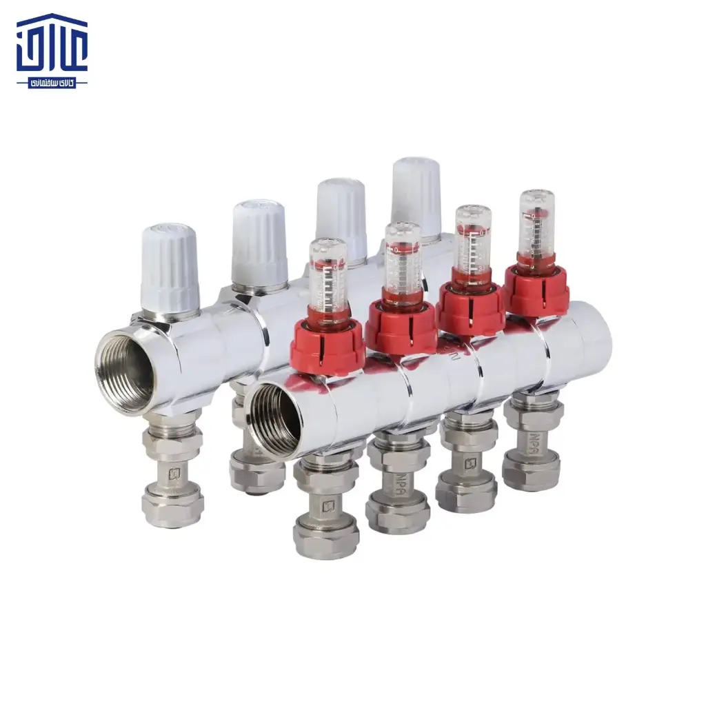 کلکتور ترموستاتیک رفت و برگشت فلومتردار کوپلی 6b کد 13486 نیوپایپ، سایز 1×16 mm