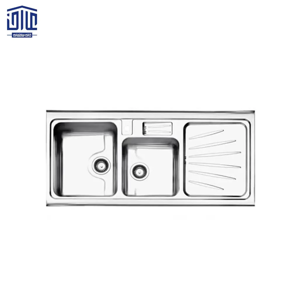 [249007001] سینک ظرفشویی روکار 814x60 استیل البرز با جا مایع (لگن راست)