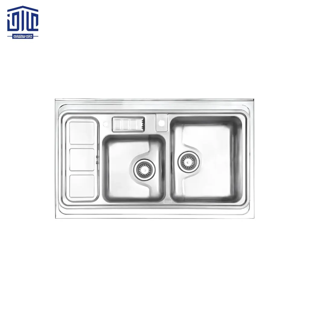 [249007007] سینک ظرفشویی روکار 813x60 استیل البرز با جا مایع (لگن راست)