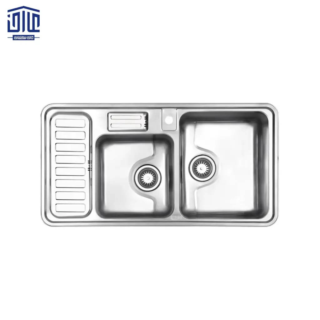 [249008005] سینک ظرفشویی توکار 812x50 استیل البرز با جامایع (لگن راست)