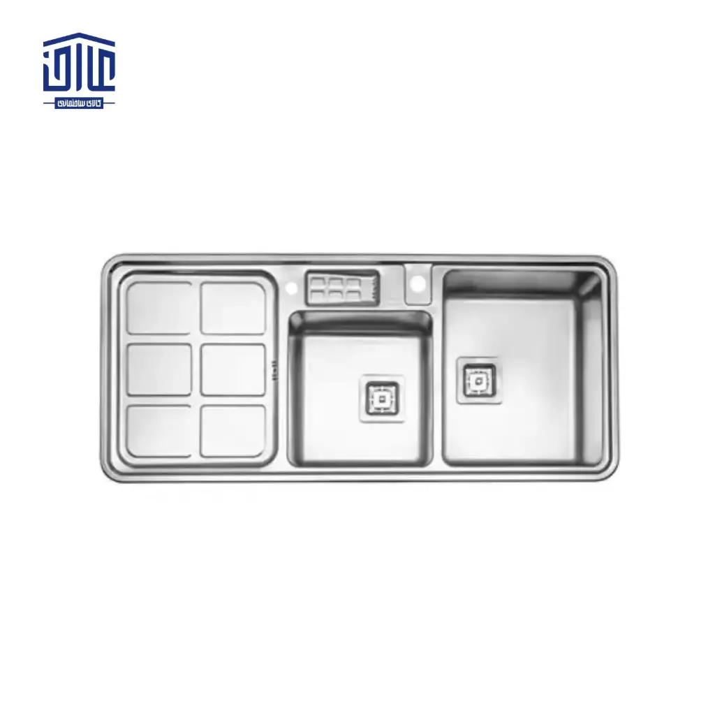 [249008015] سینک ظرفشویی توکار 52×855 استیل البرز با جامایع (لگن راست)