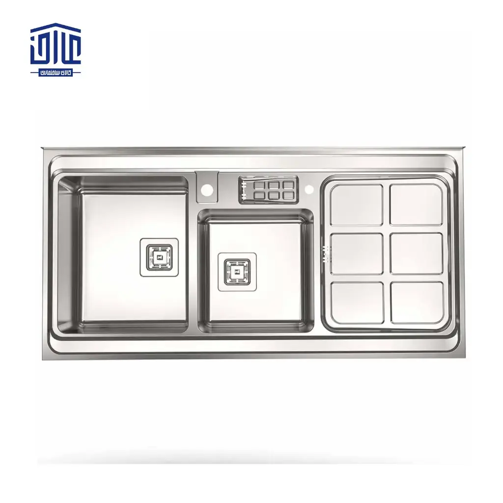 [249007009] سینک ظرفشویی روکار 60×855 استیل البرز با جا مایع (لگن راست)