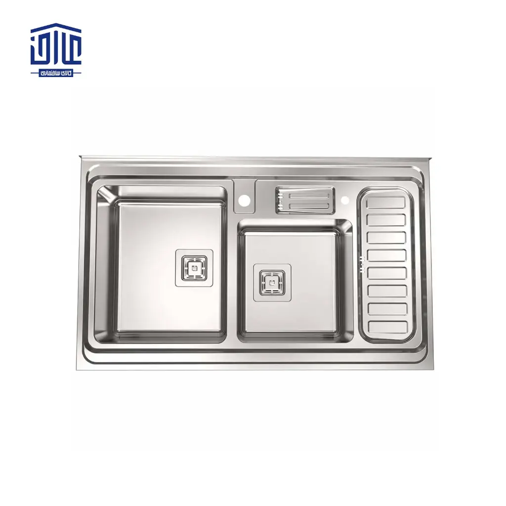 [249007013] سینک ظرفشویی روکار 60×852 استیل البرز با جا مایع (لگن راست)