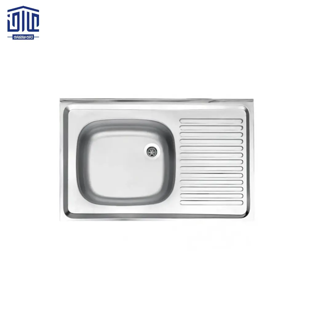 [249014021] سینک روکار تک لگنه براق 80x50.4 استیل البرز ساحل (لگن راست)