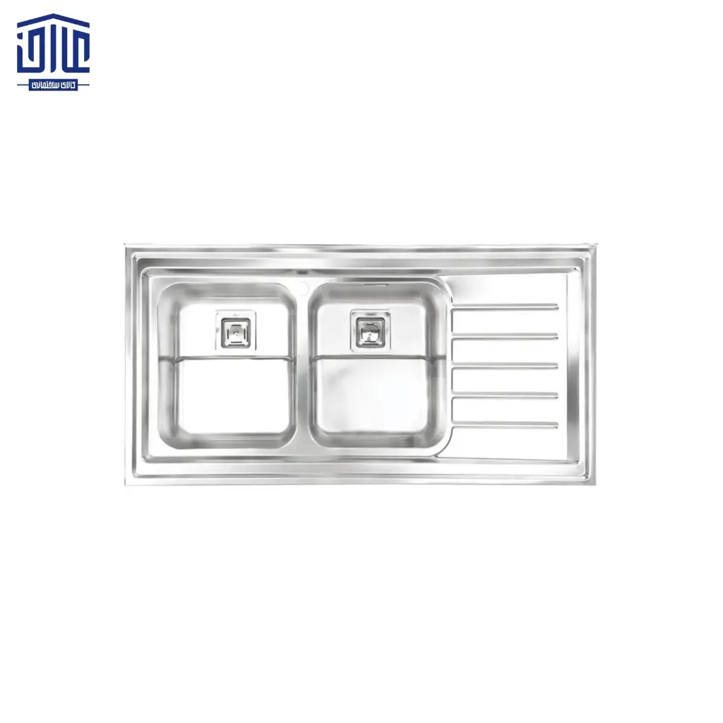 [262002081] سینک دو لگنه روکار اخوان 60*120 کد 511 (لگن راست)
