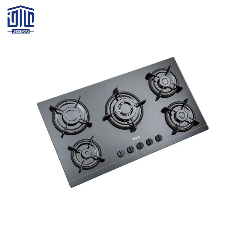 [249001032] اجاق گاز رومیزی شیشه ای مدل G5964 استیل البرز، 5 شعله