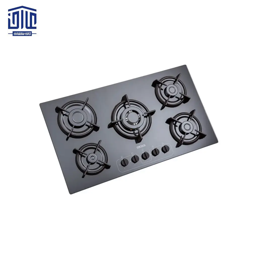 [249001029] اجاق گاز رومیزی شیشه ای مدل G5968 استیل البرز، 5 شعله