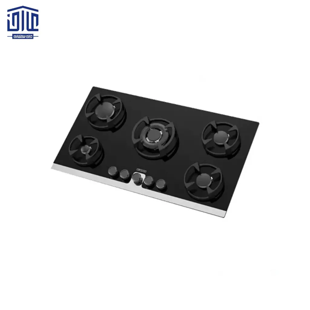 [249001027] اجاق گاز رومیزی شیشه ای مدل G5914 استیل البرز، 5 شعله