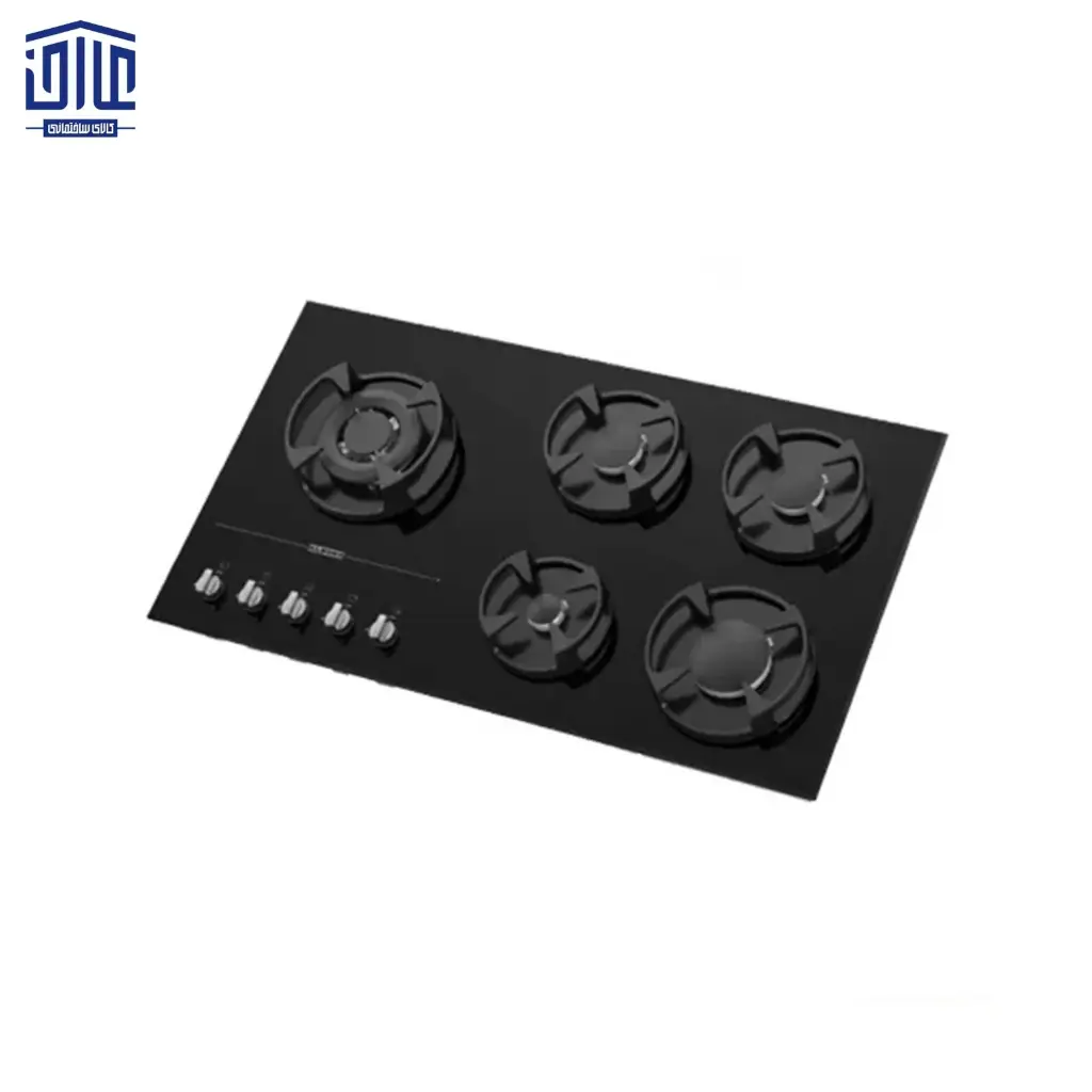 [249001026] اجاق گاز رومیزی شیشه ای مدل G5917 راست استیل البرز، 5 شعله