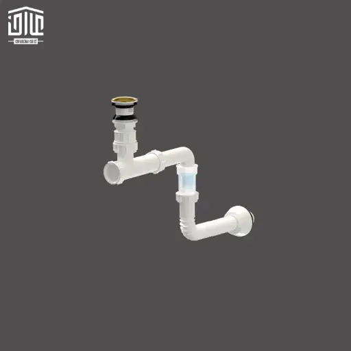 [195008006] سیفون کم جا کابینتی (تشتک استیل) با سوسک استاپ دوریکا