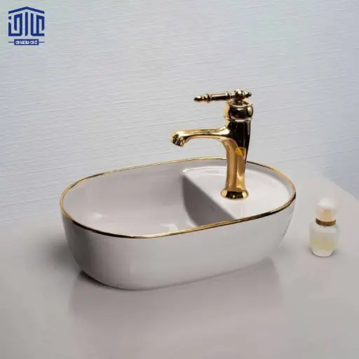 [163001031] روشویی کابینتی نوین سرام لبه طلایی روکا 42+A